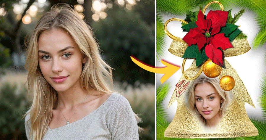 Coloque Sua Foto Dentro de Uma Moldura de Sino de Natal