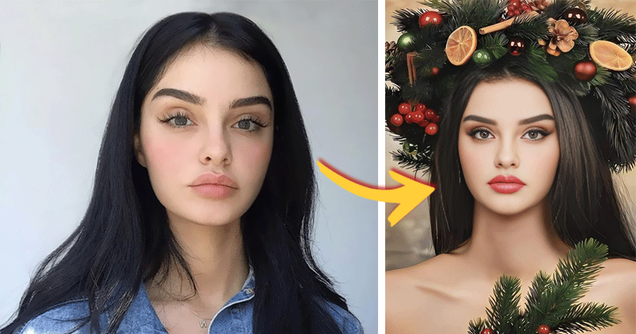 Experimente a Linda Tiara de Natal com Sua Foto