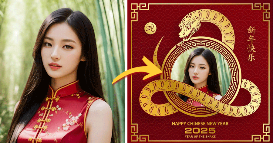 Tạo Ảnh Năm Mới Của Bạn Với Khung Rắn Độc Đ&aacute;o!