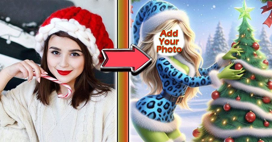 Pose With A Christmas Tree As A Grinch! 🎄