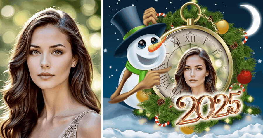 Welcome 2025 With Cute Snowman Frame!