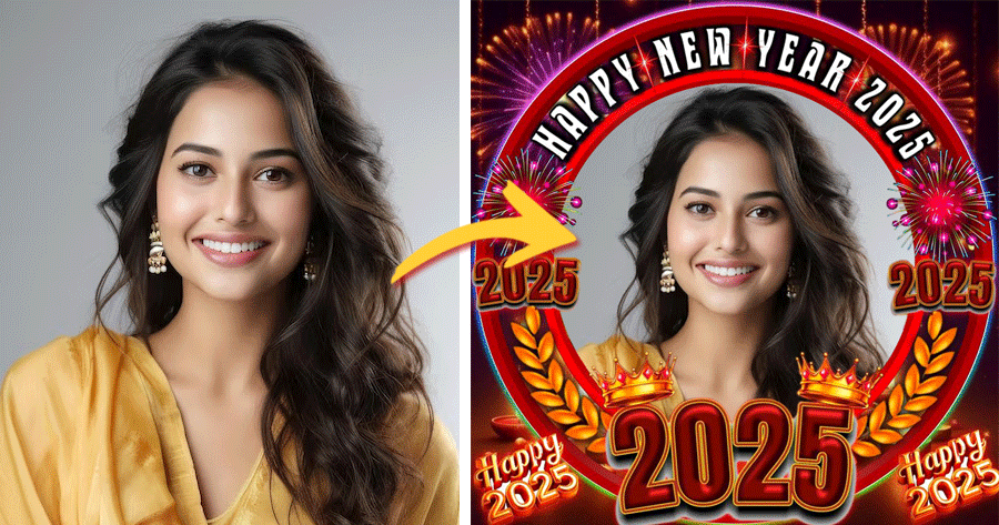 Highlight Your Style With 2025 New Year Frame!