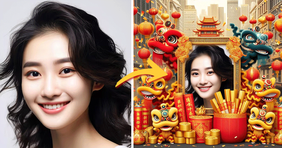 Add Your Photos With Colorful Chinese New Year Frame