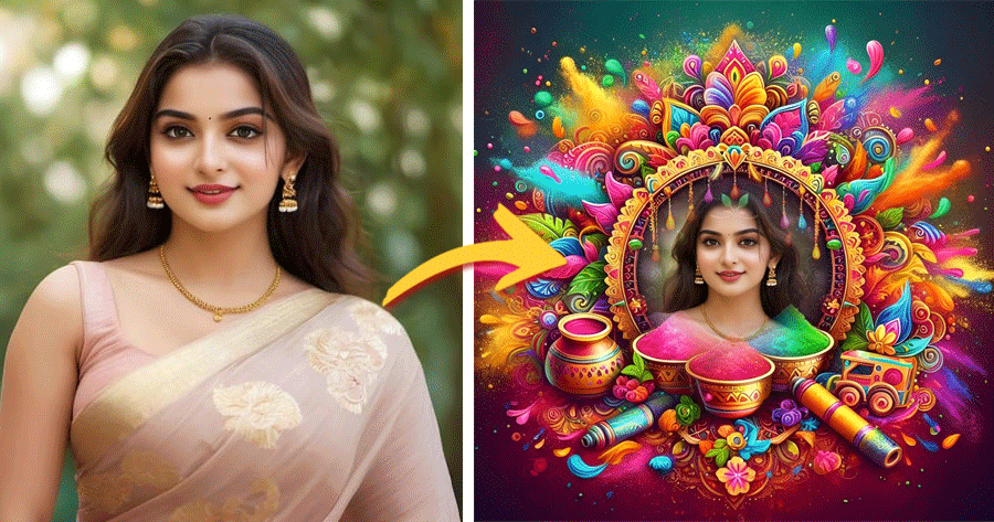 Bring Your Photos To Life With A Vibrant Happy Holi Frame!