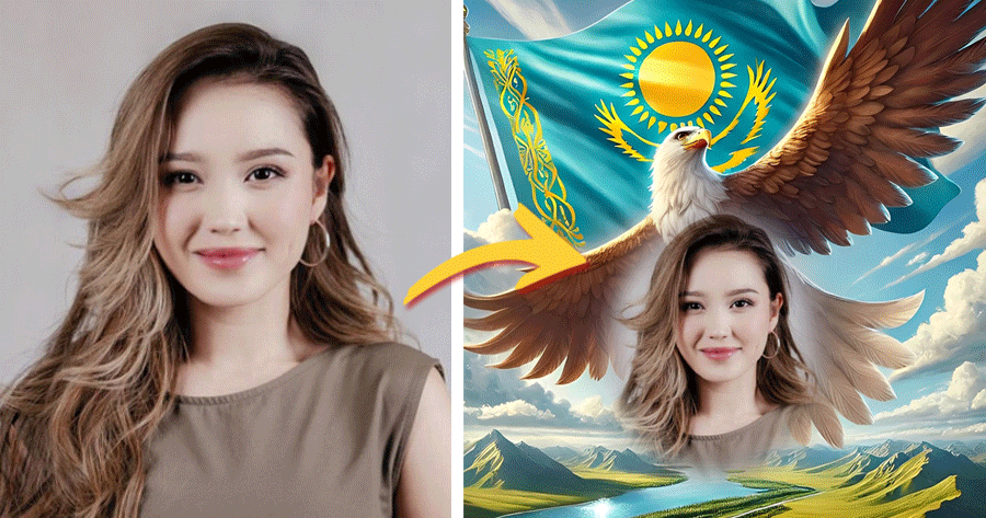 Create Your Photos With Kazakhstan Flag