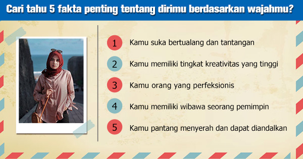 Wajahmu dapat memberikan 5 fakta penting tentangmu!  Apakah kelima fakta itu?