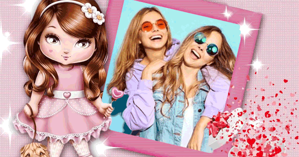 Veja a sua ador&aacute;vel foto na moldura da boneca