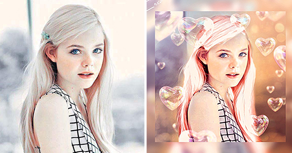  Crie a sua foto com bolhas rosas de amor!