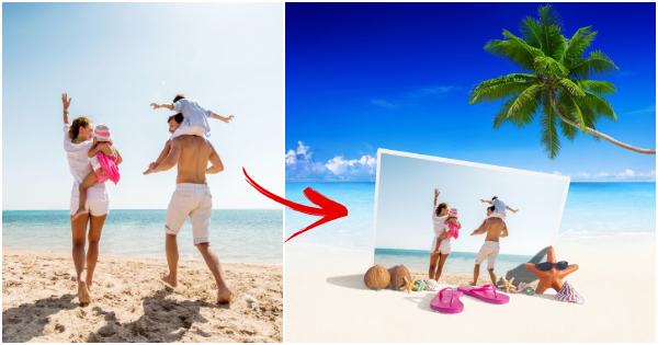 Create beautiful beach landscape photo of you and your family!