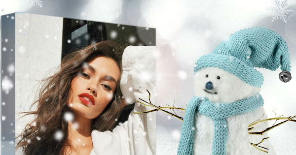 Make yourself into the winter scene with snowman