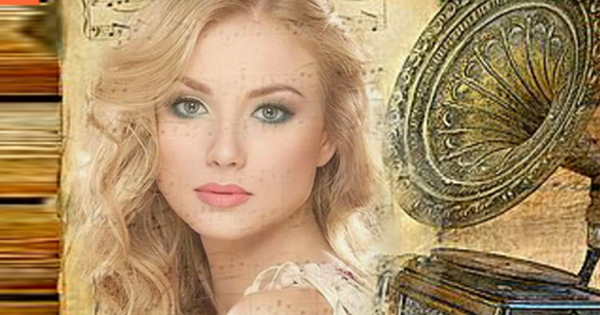 Create your retro photo with old record player