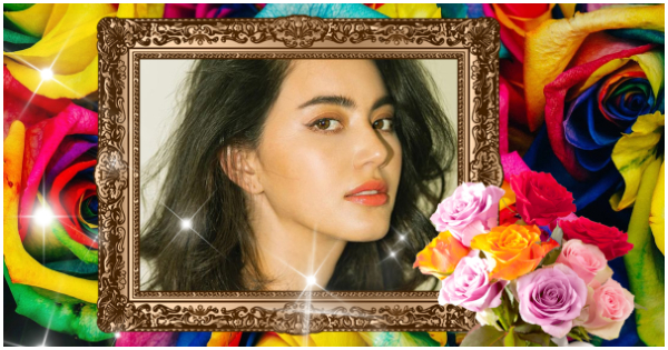 Descubra sua nova foto com moldura colorida de rosa