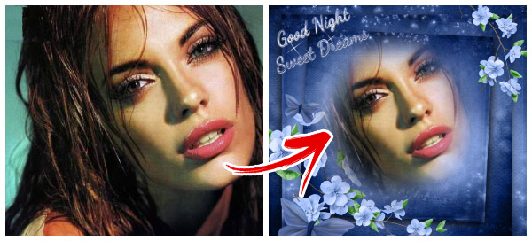 İyi geceler, tatlı r&uuml;yalar! Gizemli Fotoğrafınızı Mavi &Ccedil;i&ccedil;ek &Ccedil;er&ccedil;evesinde G&ouml;r&uuml;n