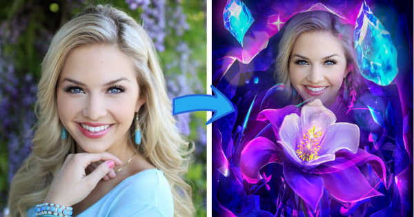 Create Your Photo With Mysterious Flower &amp; Gemstone Frame! Blessings Are Hidden In it!