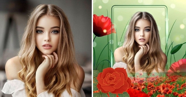 Wonderful Glass Photo Frame With Flowers. Click To Create Yours!