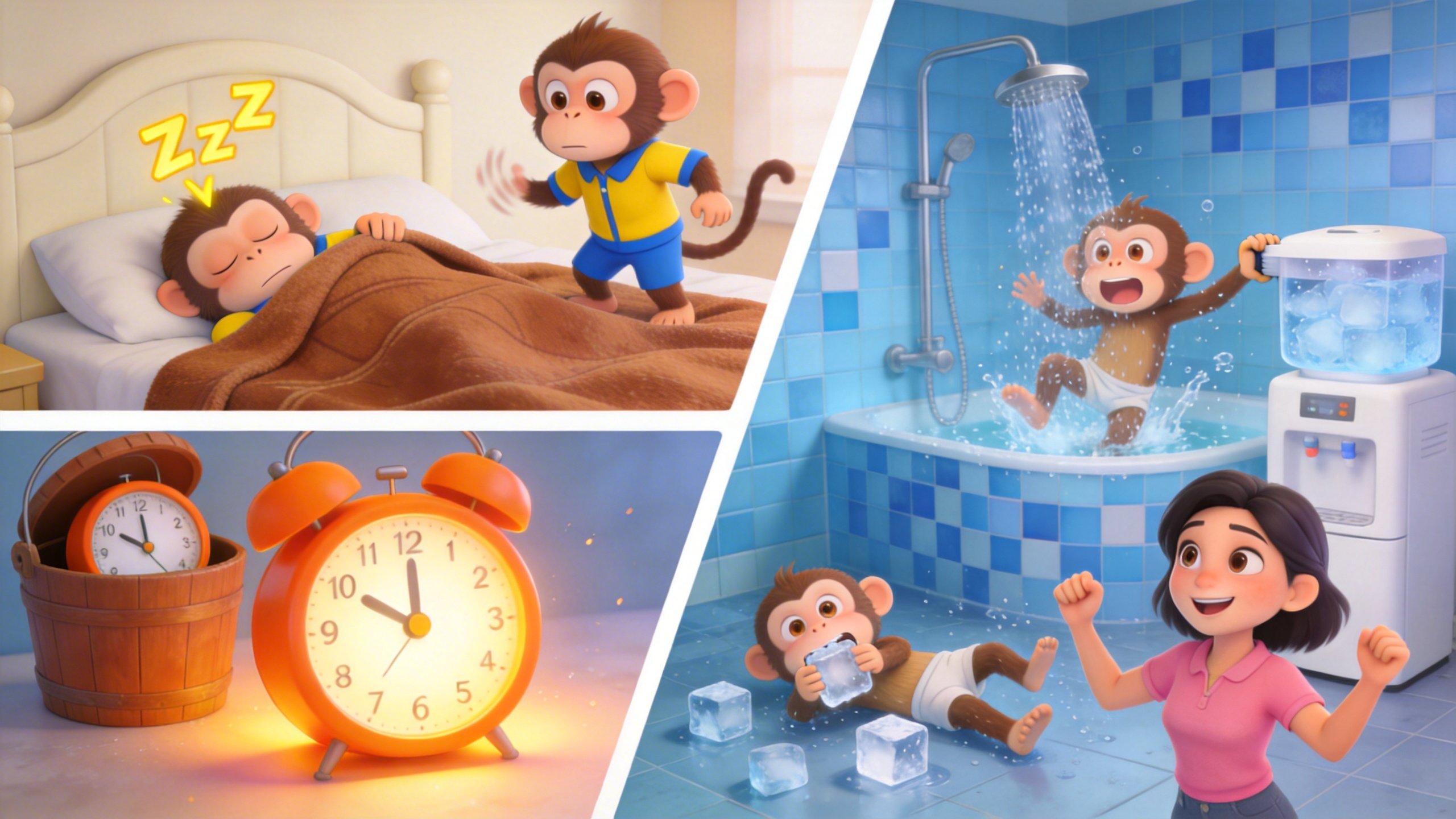 KiKi Monkey bathes in the potty
